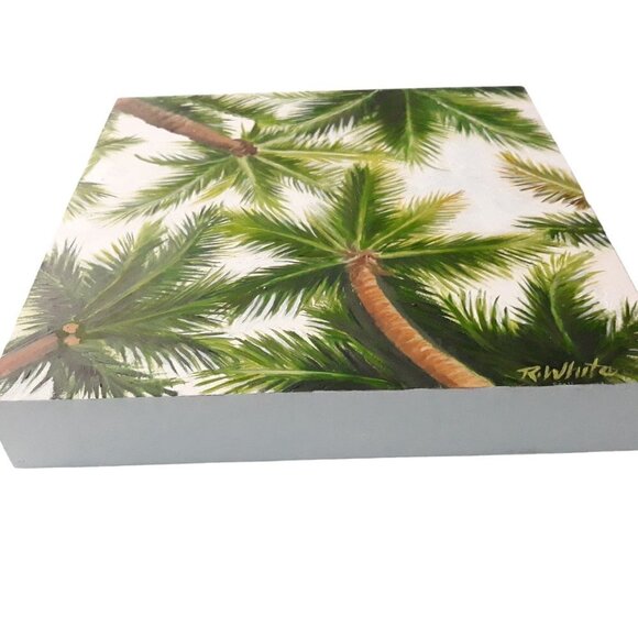 "Under The Palms" Original oil painting on Cradled Wood Panel 1"w x 10"h x 1.5"d - Picture 3 of 6